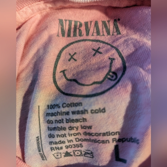 Nirvana Band Tee | Tie Dye Pink | Smiley - Picture 2 of 2